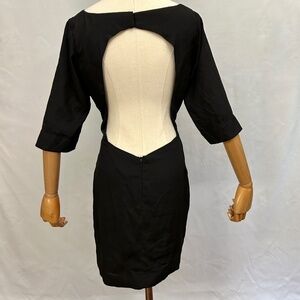 Literature Noir Black Mini Chic Cocktail Dress with Open Back
